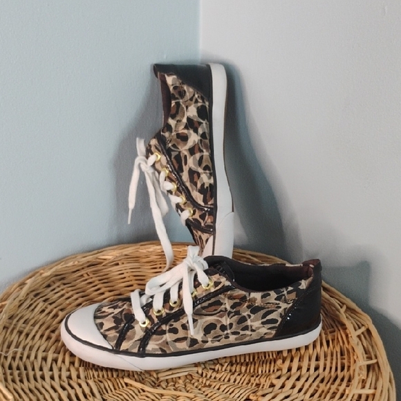 COACH Barrett Low Top Leopard Print Women's Lace Up Sneakers Size 8B Casual - Picture 7 of 12
